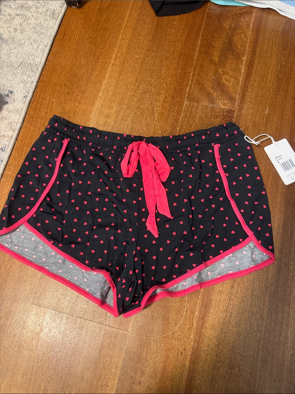 PJ Salvage Black Shorts with Pink Heart Print